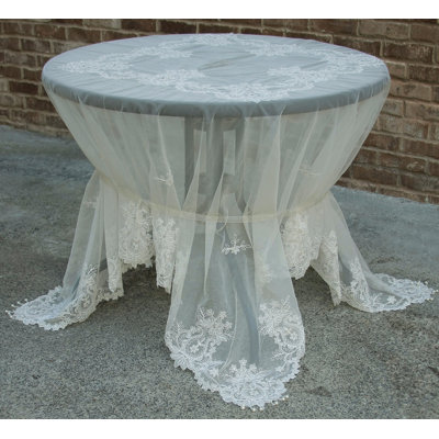 Tibbitts Lace Embroidered Tablecloth with Beaded Accent