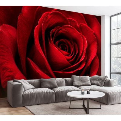 Wall Mural Peel and Stick Wallpaper Red rose bright flowers Self-Adhesive Removable Contact Paper Wall Decor for Living Room Bedroom 100"H x 144"W