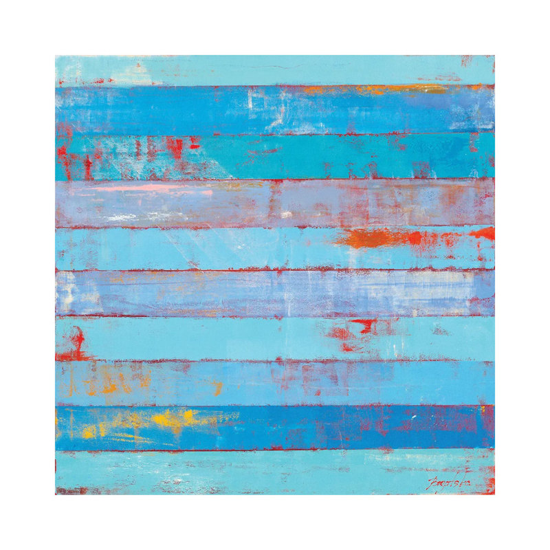 Blue Stripes by Olena Bogatska - Wrapped Canvas Print, 30.48 cm H x 30.48 cm W
