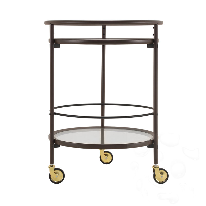 Chariot-bar rond avec tablettes en verre
