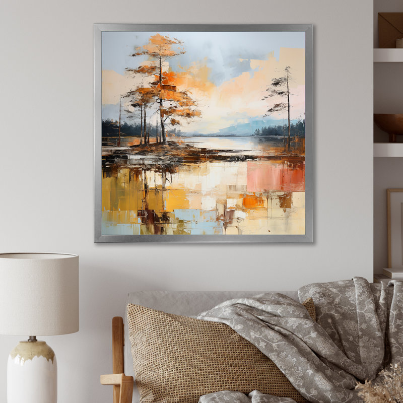 «Lake Summer Charm» sur toile, H 36 po x l 36 po x P 1,5 po, Cadre simple argenté