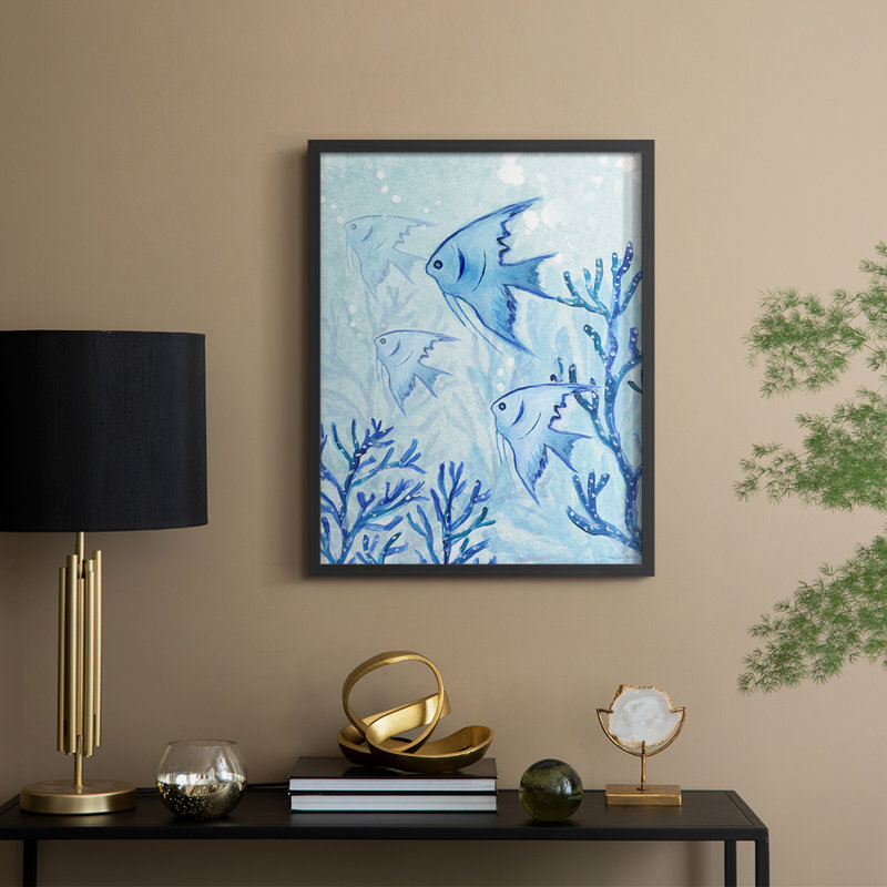 Angel Fish II Framed Print - Solid Wood, Black, 11" H x 9" W