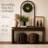 60'' Antique Brown Farmhouse Console Table - Retro Wooden Entryway Table with Double Board Suspension Design, Solid Wood & MDF-129434227-129434231-129434235