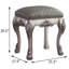 Tabouret de coiffeuse gris rembourré avec base blanc os rétro, bijou de chambre à coucher