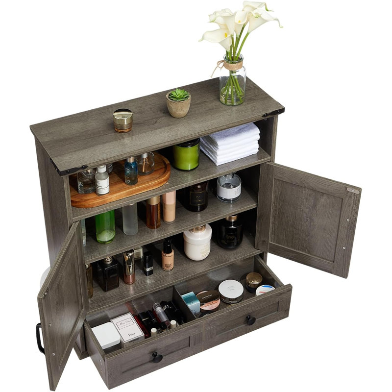 Wall Mounted Medicine Cabinet with Adjustable Shelves, Double Barn Doors & Removable Drawer - Rustic Bathroom over Toilet Storage Cabinet for Bathroom, Kitchen, Hallway