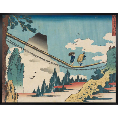 « japanese corde bridge » par katsushika hokusai,, impression encadrée