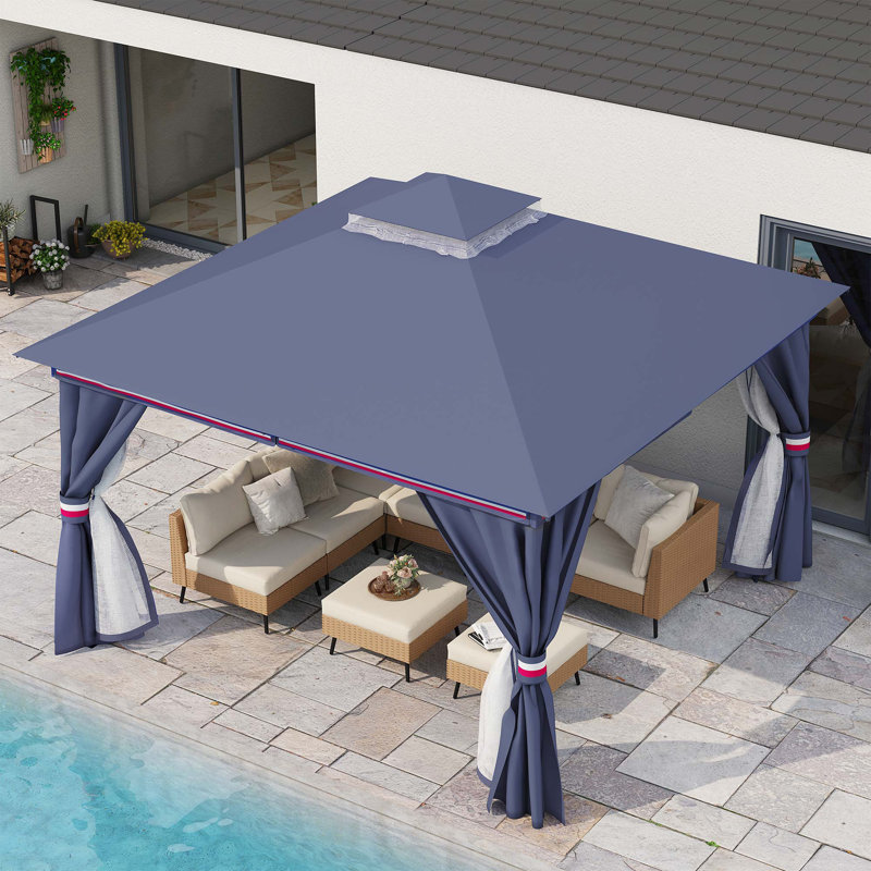 Pavillon de jardin en acier, 12 * 12 pi, Bleu classique