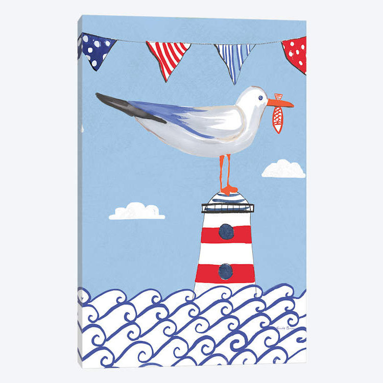 « côtier oiseau on blue i », impression sur toile, H 40 po x l 26 po x P 1,5 po, Pas de tapis, Toile tendue