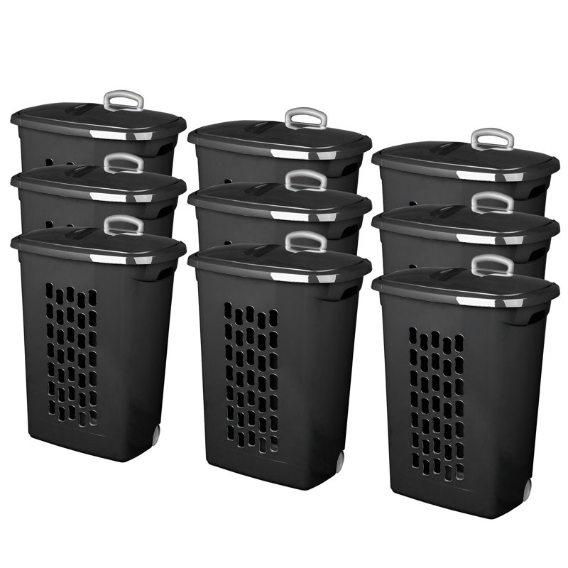 Panier à linge sur roulettes Sterilite Ultra, corbeille à linge en plastique, noir, paquet de 9