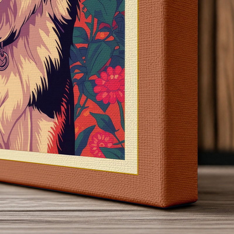 Corgi Pop Art - Wrapped Canvas, 36x24 - 91.4 x 61.0 cm, Terracotta Border