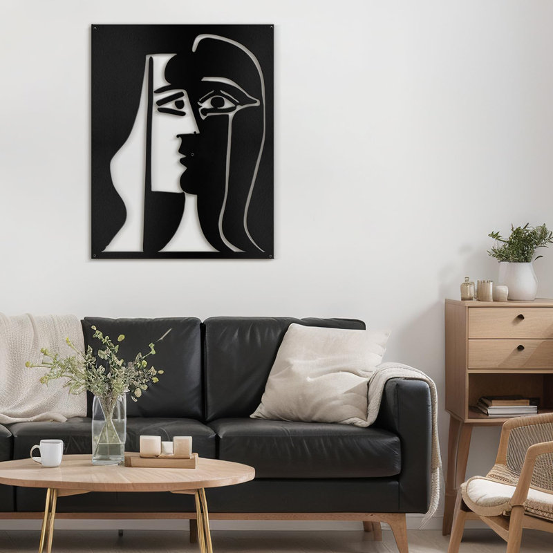 Décoration murale en métal, H 24 po x l 16 po x P 0,05 po, Noir