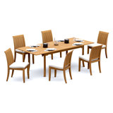 4 Seats 5 Pcs Grade-A Teak Wood Dining Set: 94" Double Extension Rectangle Table And 4 Lagos Armless Chairs #11LG2000