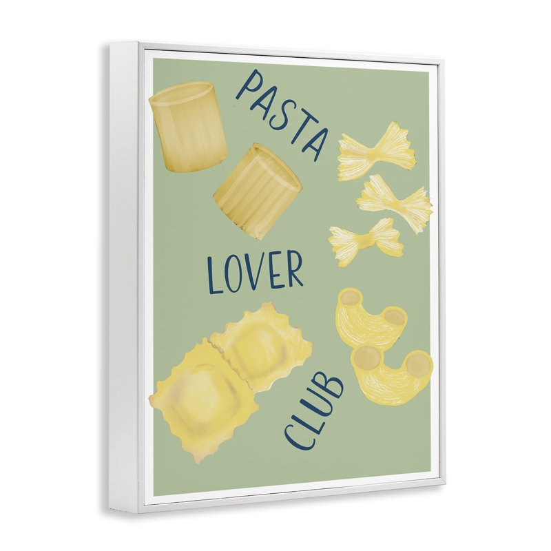 Giclée encadrée Minimal Pasta Lover Club, design par Robin Maria, H 20 po x l 16 po