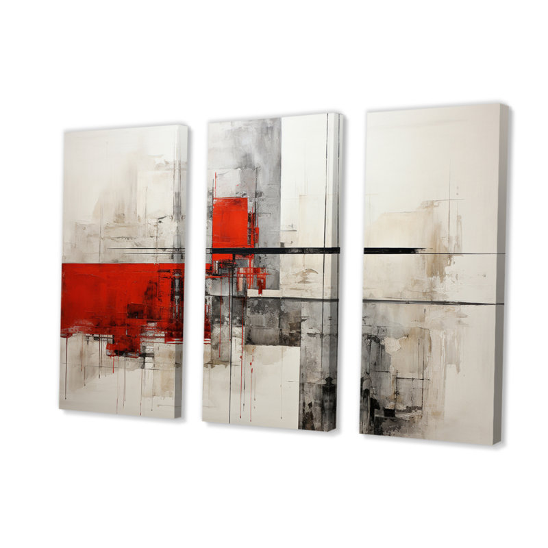 " Abstract Architectures I " 3 - Pieces, 40" H x 60" W x 1" D