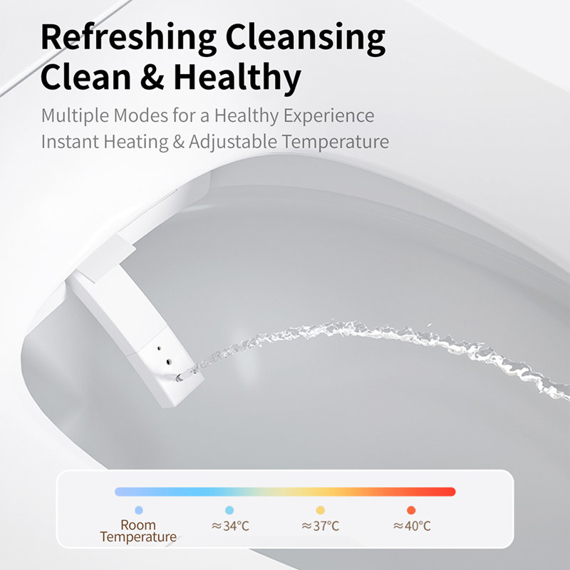 Luxury Smart Toilet Bidet Combo With Auto Open/Close Lid, Heated Seat, Instant Warm Water Sprayer, Dryer, And Power-Outage Flushing