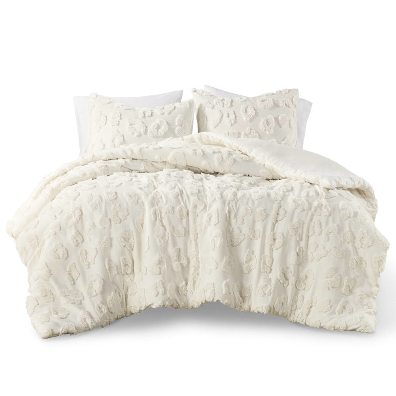 Housse de couette en chenille double / grand - animal, 2 taies décoratives, motif en microfibre à revers doux, standard