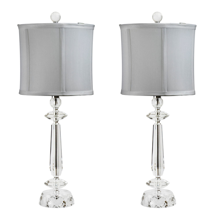 Ensemble de lampes de table en cristal transparent 25,5 po Rodrige, Gris