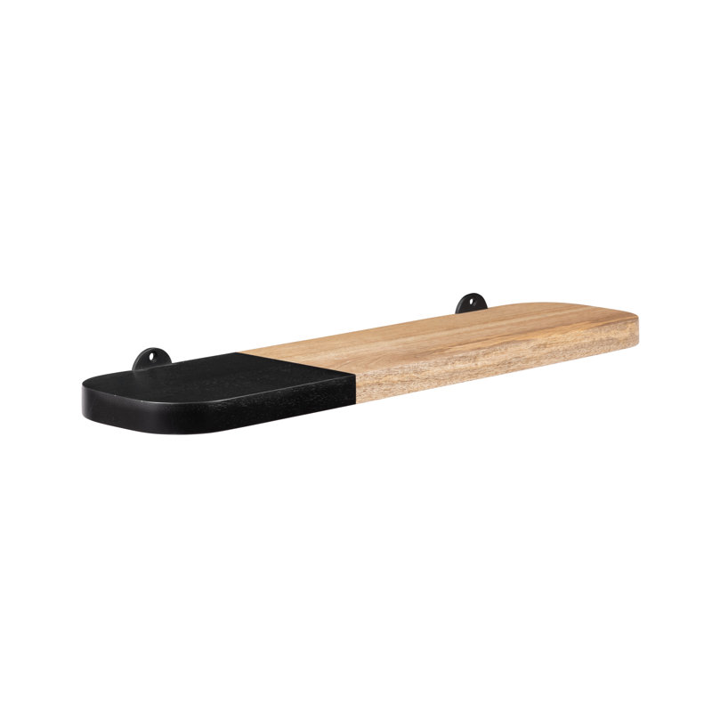 Rickea Solid Wood Wall Mounted Shelf, 2.5 cm H x 61 cm W x 15.25 cm D, Natural/Black