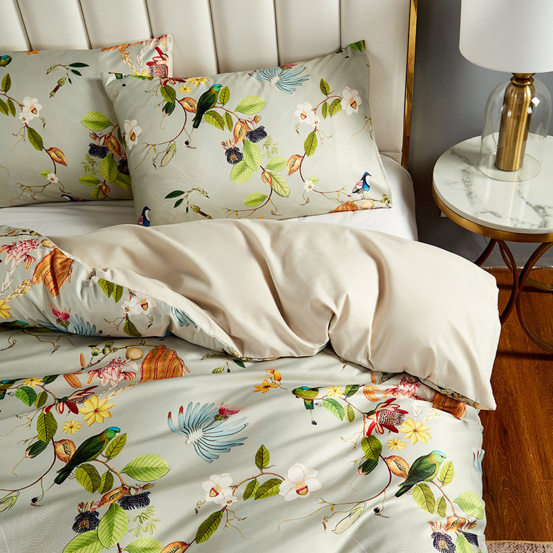 All-Season Boho Fluffy Floral Microfiber Comforter Set, Full Comforter + 2 Standard Pillowcases