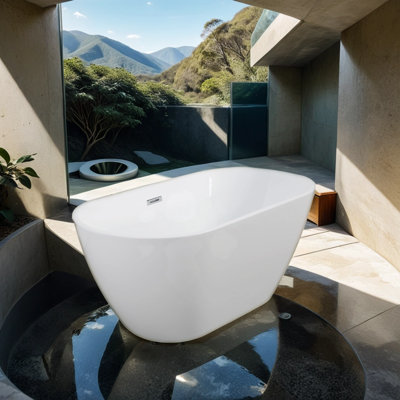 59.11'' x 28.82'' Freestanding Soaking Acrylic Bathtub