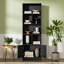 Bibliothèque de 71 po de hauteur avec 6 cubes et 2 portes, bibliothèque à 4 niveaux, bibliothèque ouverte avec armoire, rangement à cubes moderne pour le salon et le bureau, noir-824405480