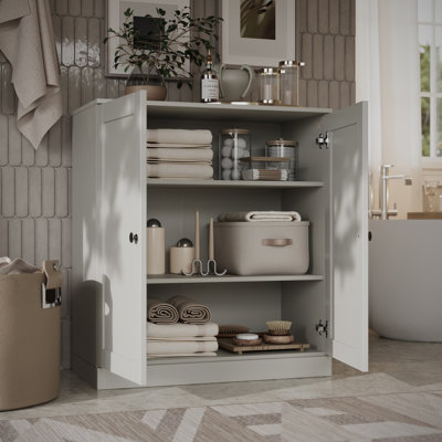Palace Imports 100% Solid Wood Bathroom Storage Cabinet, Shaker Doors, Adjustable Shelves, 32" Wide, 35.75" Tall