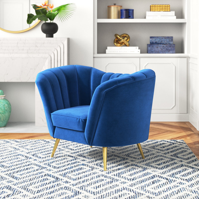 Fauteuil en velours argenté Orchid Blandick, Bleu marine