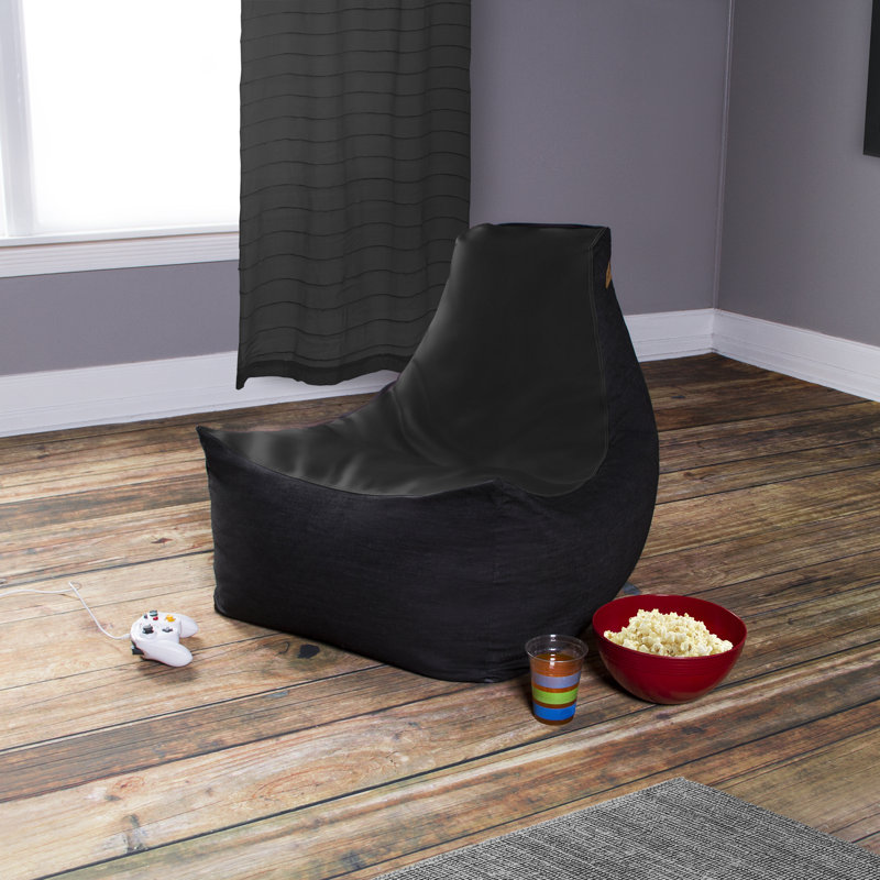 Pixel Gamer Bean Bag Chair - Game Room/Home Theater Bean Bag Chair, Premium Vinyl - Dark Denim, Black