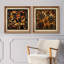 Automne, fleur noire et orange - ensemble de 2 peintures sur toile encadrées-86450324