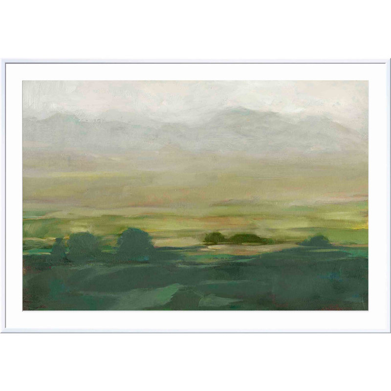 «Misty Valley I» par Ethan Harper - peinture encadrée, Blanc, H 32 po x l 48 po
