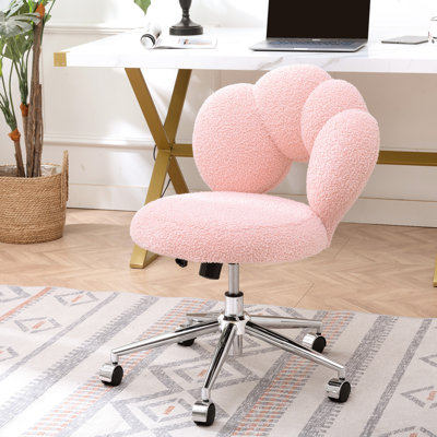 Chaise rose en tissu pivotant à 360 degrés et réglable en hauteur