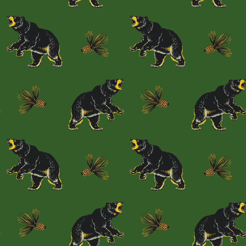 Roaming Black Bear - Dark Mocha Wallpaper, Self-Adhesive, Vinyl, Dark Mocha