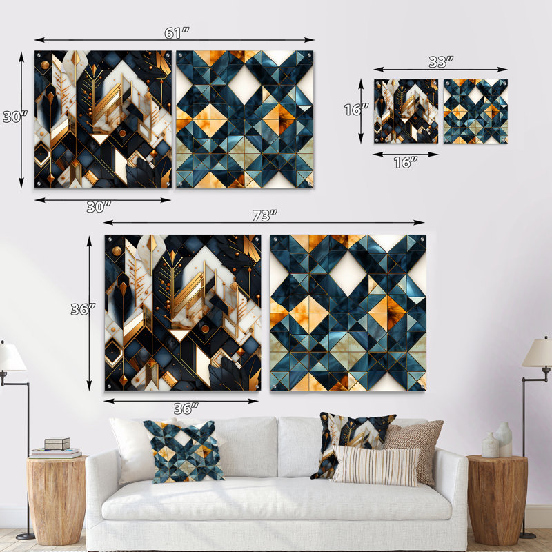 Alton - Ensemble de 2 peintures murales abstraites en acrylique sur verre marbré, H 36 po x l 73 po