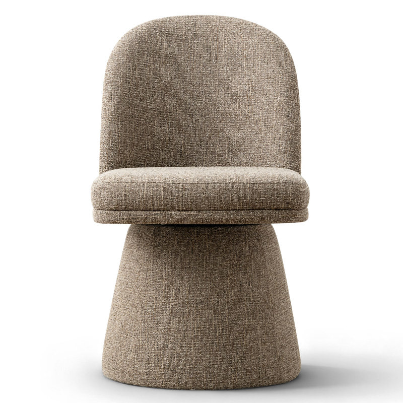 Chaise de bureau rembourrée et pivotante en tissu, Brun