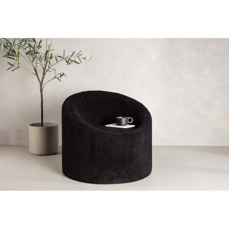 Dejean Upholstered Swivel Barrel Chair, Black