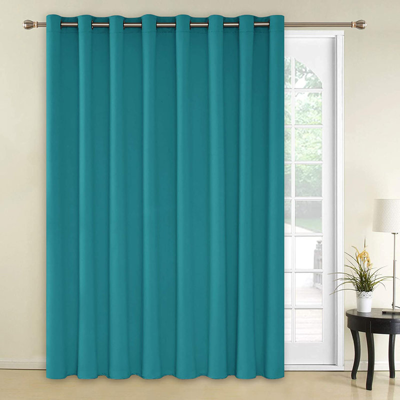Penkridge Room Darkening Curtain Single Panel, 80" W x 84" L, Turquoise