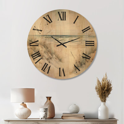 Beach Silent Wood Wall Clock – Coastal Ocean Charm in Winter III