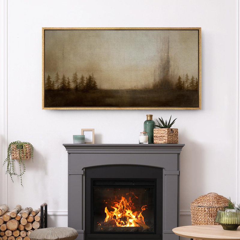 Arbres éthérés, scène naturelle douce, art moderne, H 30 po x l 60 po, Naturel