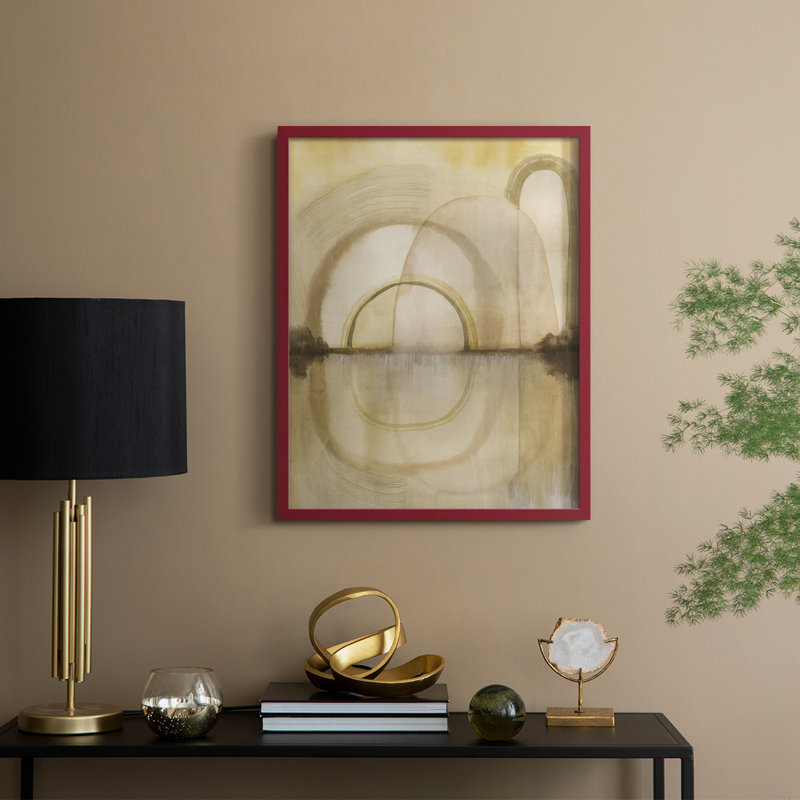 «Soft Golden Reflections I», reproduction encadrée - bois massif, H 21 po x l 17 po, Rouge