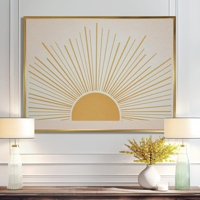 Mid Century Yellow Sun Print - Minimalism Canvas Art, Yellow Minimalist Wall Art