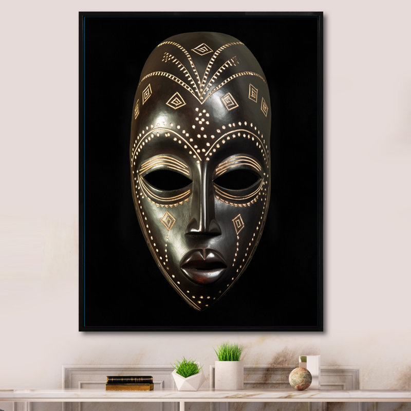 Ethnique masque africain traditionnel XX - Tribal africain grand art mural, H 32 po x l 16 po x P 1 po, Cadre flottant noir