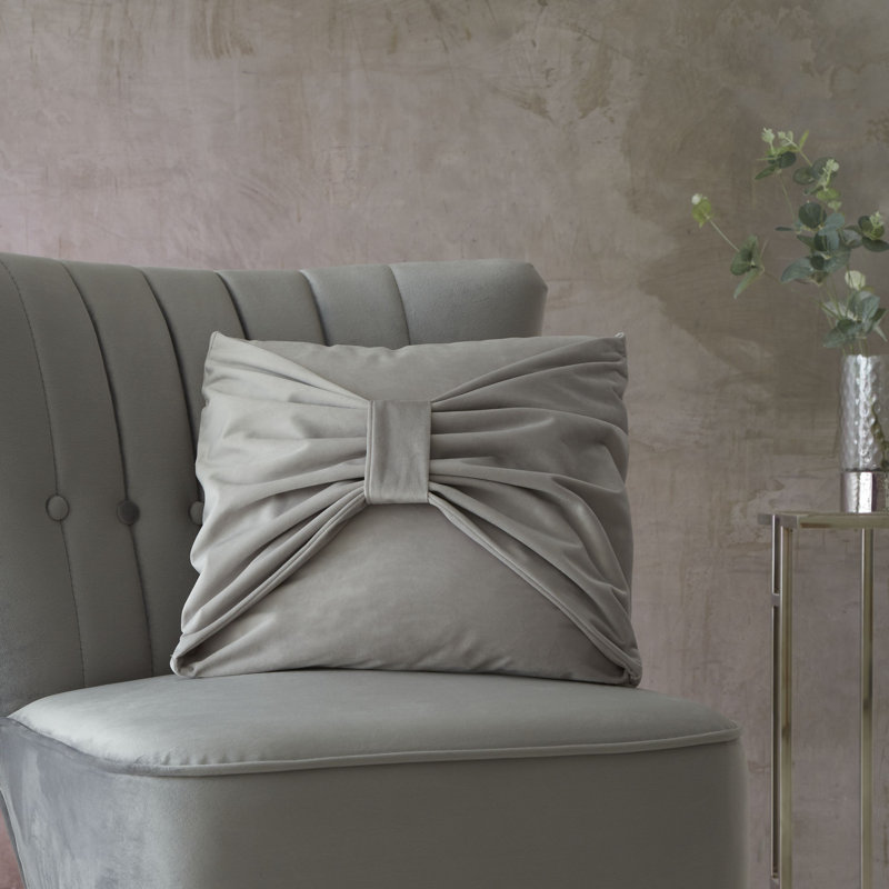 Velvet Bow Cushion, Silver