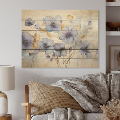 Mauve et or sur fond de bois de pin naturel