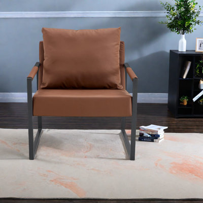 Canapés ergonomiques en cuir synthétique, structure en métal brun, style industriel moderne pour la maison