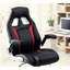 Chaise avec accoudoirs contemporaine rembourrée pour le travail de bureau, noire avec des accents argentés et rouges, réglable en hauteur, avec pieds réglables et confort