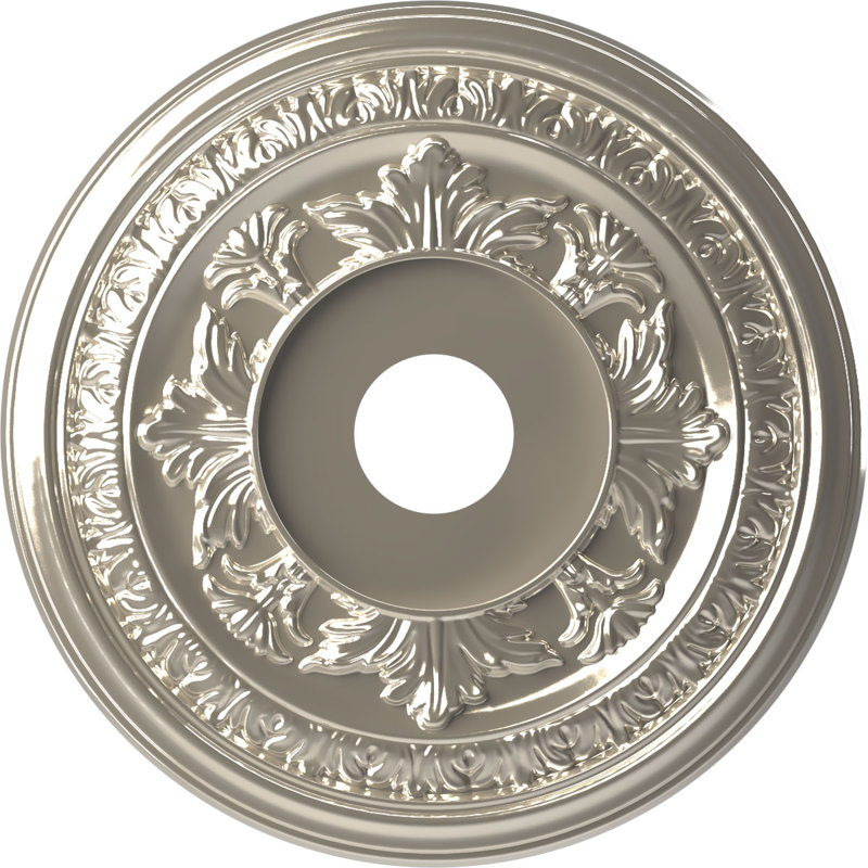 Médaillon de plafond en PVC thermoformé Baltimore, Chrome brillant, H 22 po x l 22 po x P 1 po