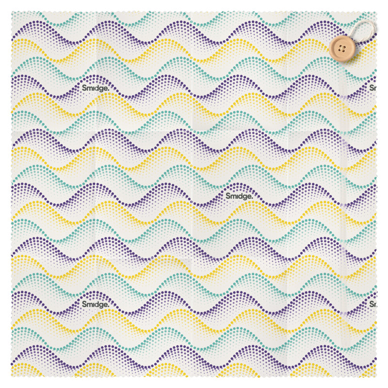 Smidge Beeswax Food Wrap Roll, Wave Print, 20.5cm H x 0.5cm W