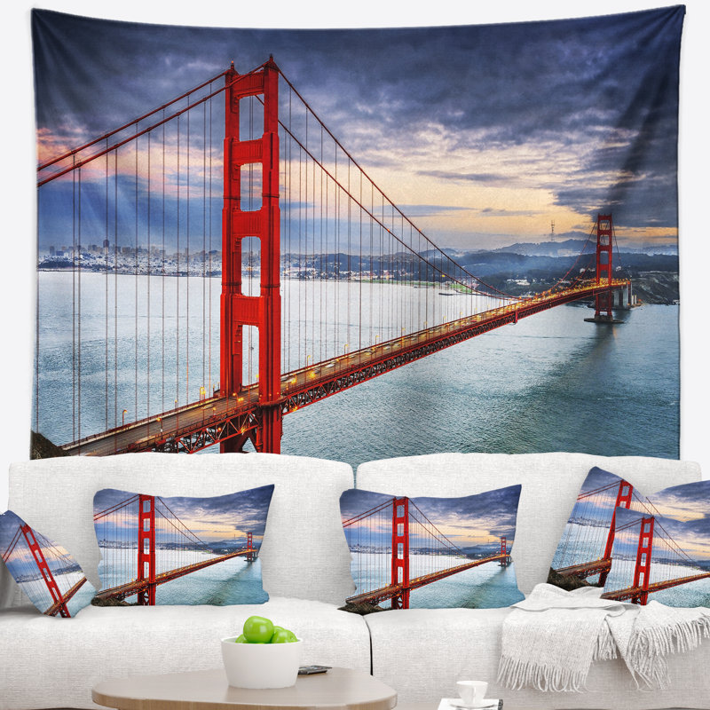 Tapisserie sky bridge golden gate under cloudy, H 50 po x l 60 po