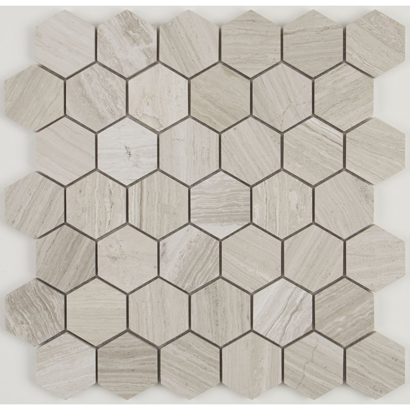 Stone Mosaics Hexagon Honed 2" x 2" Natural Stone Field Tile in Chenille White