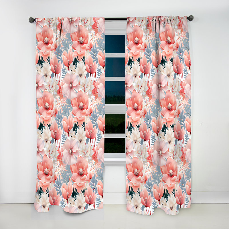 Motif tropical Seaside Elegance - Rideau floral - Rideau floral obscurcissant - 1 panneau, L 52 po x L 120 po